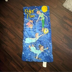 Rare Disney Peter Pan Vintage Children Quilted Sleeping Bag 4 1/2 Ft By 27 Inchs